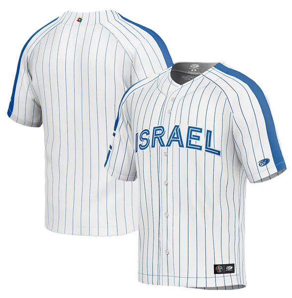Men's Israel Baseball Blank 2023 White World Baseball Classic Stitched Jersey