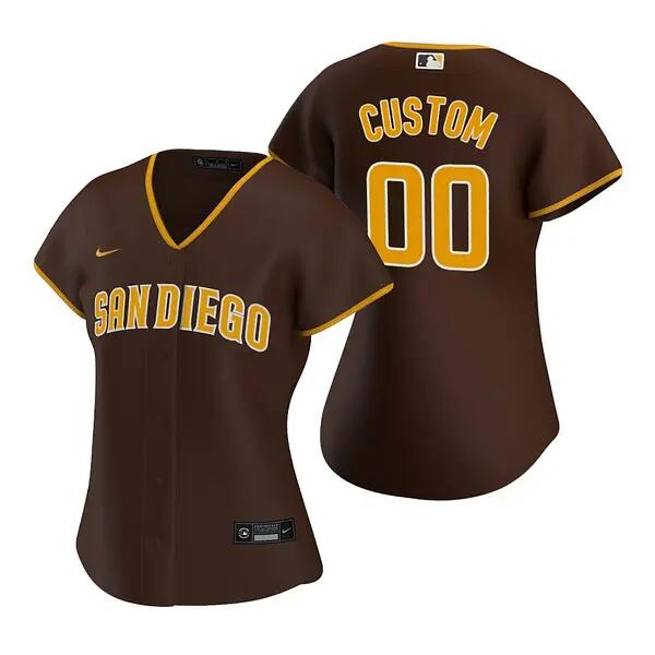 Women's San Diego Padres ACTIVE PLAYER Custom Brown Stitched Baseball Jersey