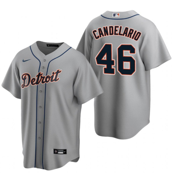 Men's Detroit Tigers #46 Jeimer Candelario Gray Cool Base Stitched Jersey