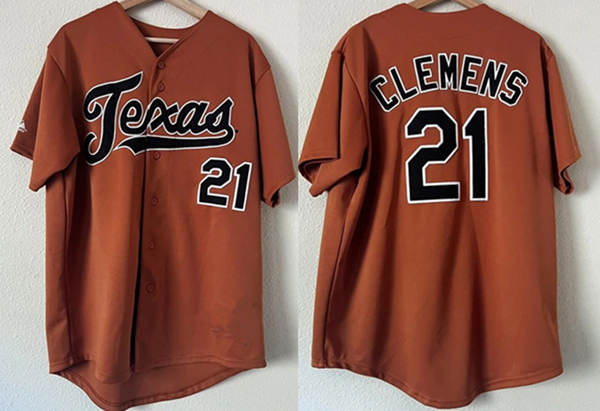 Men's #21 Roger Clemens Orange Stitched Baseball Jersey