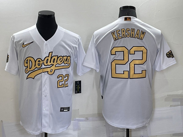 Men's Los Angeles Dodgers #22 Clayton Kershaw White 2022 All-Star Cool Base Stitched Baseball Jersey