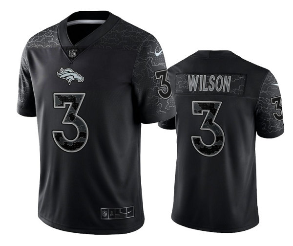 Men's Denver Broncos #3 Russell Wilson Black Reflective Limited ...