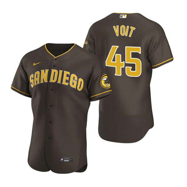 Men's San Diego Padres #45 Luke Voit Brown Flex Base Stitched Baseball Jersey