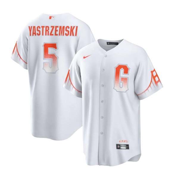 Men's San Francisco Giants #5 Mike Yastrzemski White City Connect Cool Base Stitched Baseball Jersey