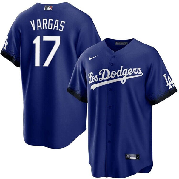 Men's Los Angeles Dodgers #17 Miguel Vargas Blue Cool Base Stitched Baseball Jersey