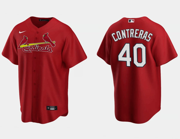Men's St. Louis Cardinals #40 Willson Contreras Red Cool Base Stitched Jersey