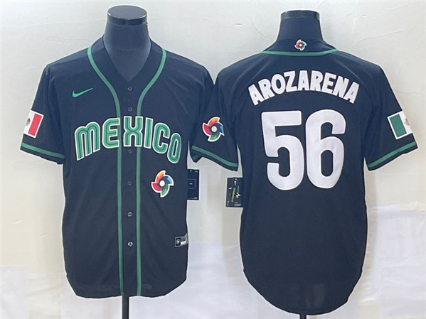 Men's Mexico Baseball #56 Randy Arozarena 2023 Black World Baseball Classic Stitched Jersey