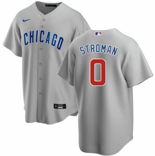 Men's Chicago Cubs #0 Marcus Stroman Gray Cool Base Stitched Baseball Jersey