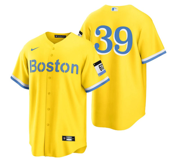 Men's Boston Red Sox #39 Christian Arroyo Gold City Connect Stitched Baseball Jersey