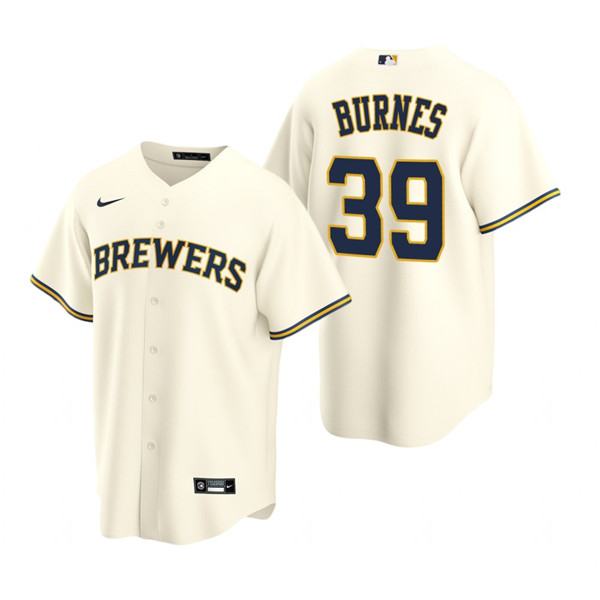 Men's Milwaukee Brewers #39 Corbin Burnes Cream Cool Base Stitched Jersey