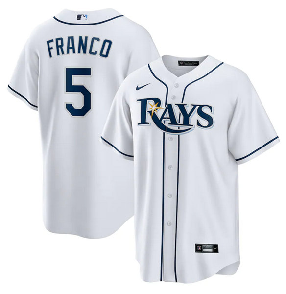 Men's Tampa Bay Rays #5 Wander Franco White Cool Base Stitched MLB Jersey