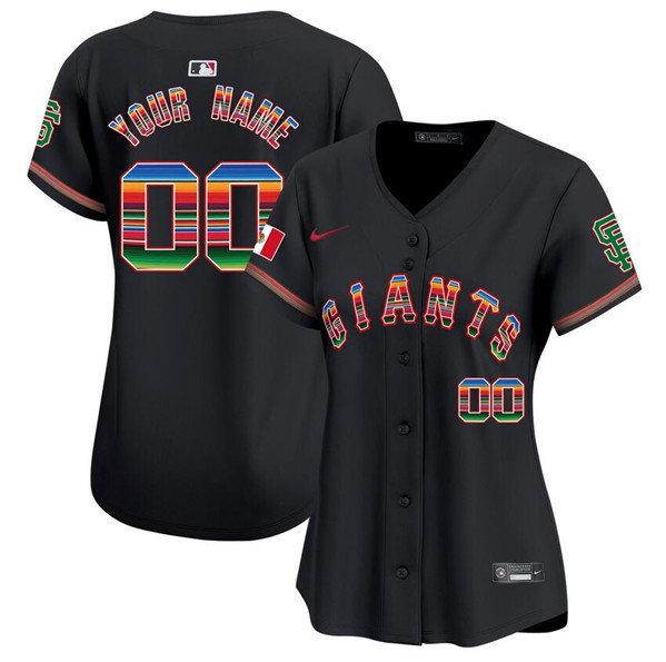 Women's San Francisco Giants Customized Black Mexico Vapor Premier Limited Stitched Jersey(Run Small)