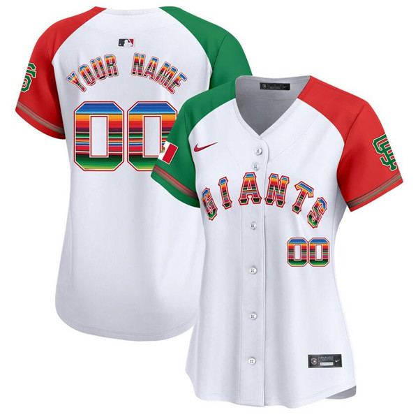 Women's San Francisco Giants Customized White Mexico Vapor Premier Limited Stitched Jersey(Run Small)