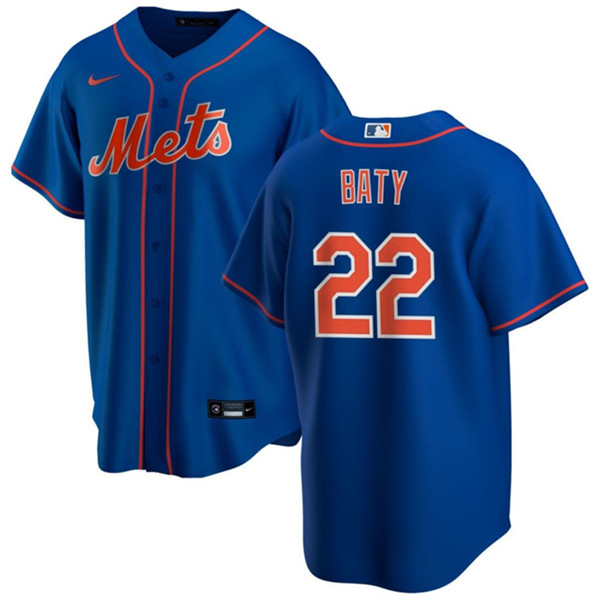Men's New York Mets #22 Brett Baty Blue Cool Base Stitched Baseball Jersey