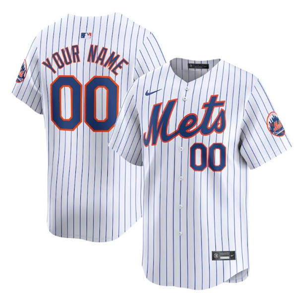Men's New York Mets Customized 2024 White Home Limited Stitched Baseball Jersey