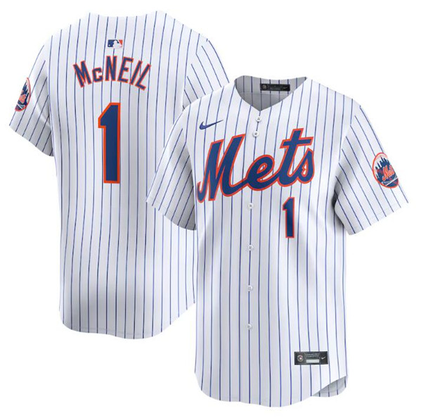 Men's New York Mets #1 Jeff McNeil White 2024 Home Limited Stitched Baseball Jersey
