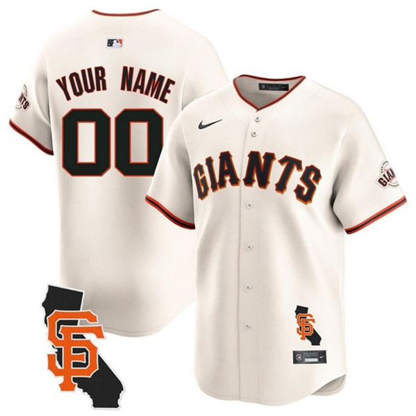 Women's San Francisco Giants Customized Cream California Patch Vapor Premier Limited Stitched Jersey(Run Small)