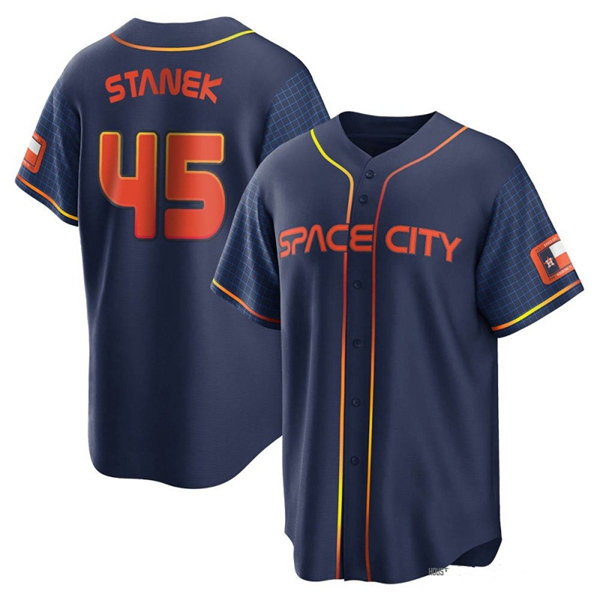 Men's Houston Astros #45 Ryne Stanek 2022 Navy City Connect Cool Base Stitched Jersey