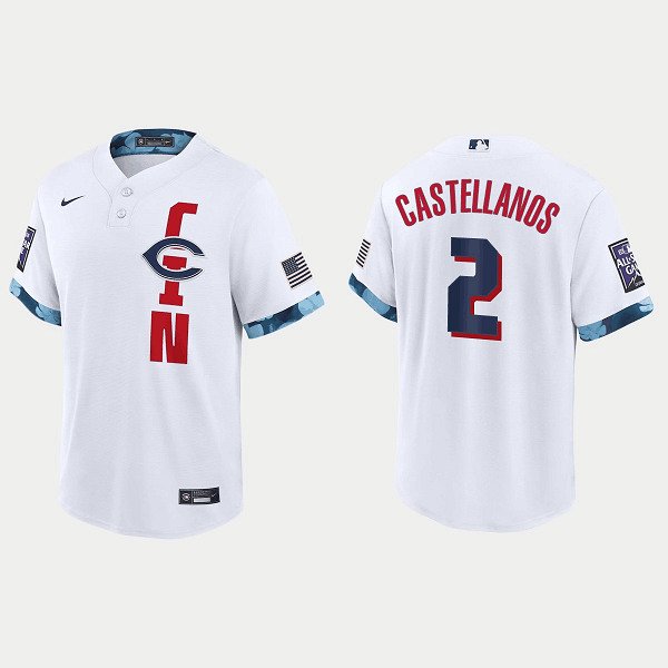 Men's Cincinnati Reds #2 Nick Castellanos 2021 White All-Star Cool Base Stitched Jersey