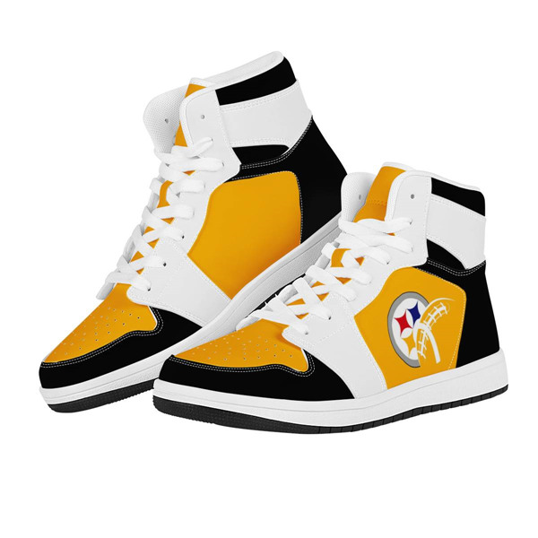 Women's Pittsburgh Steelers AJ High Top Leather Sneakers 002