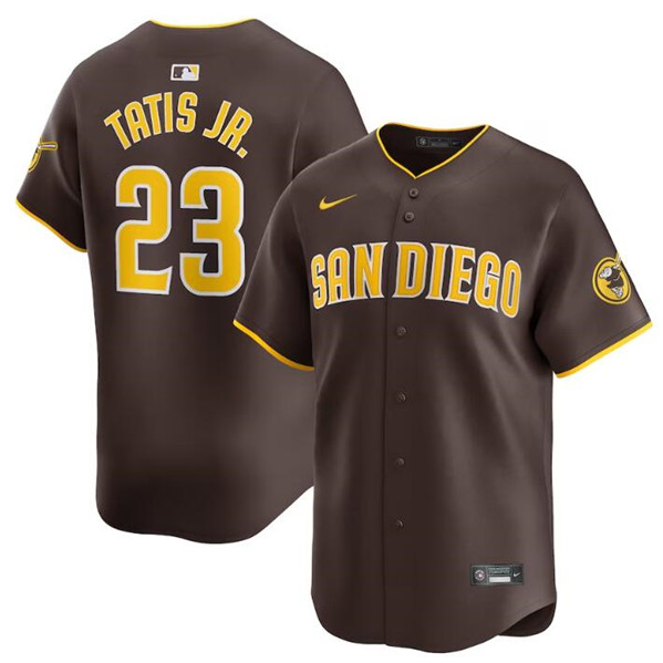 Men's San Diego Padres #23 Fernando Tatis Jr. Brown 2024 Away Limited Baseball Stitched Jersey