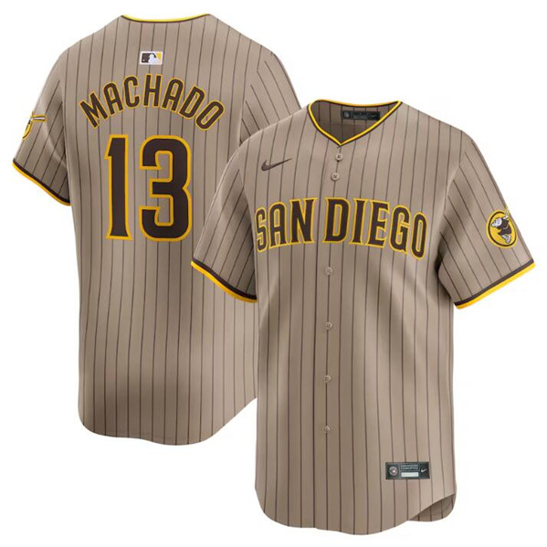 Men's San Diego Padres #13 Manny Machado Tan 2024 Alternate Limited Baseball Stitched Jersey