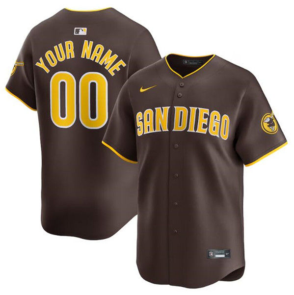 Men's San Diego Padres Active Player Custom Brown 2024 Away Limited Stitched Baseball Jersey