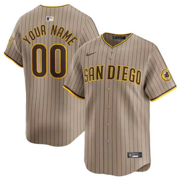 Men's San Diego Padres Active Player Custom Tan 2024 Alternate Limited Stitched Baseball Jersey