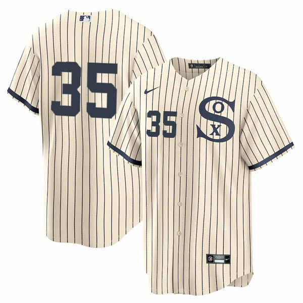 Men's Chicago White Sox #35 Frank Thomas 2021 Cream/Navy Field of Dreams Cool Base Stitched Jersey