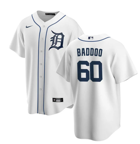Men's Detroit Tigers #60 Akil Baddoo White Cool Base Stitched Jersey