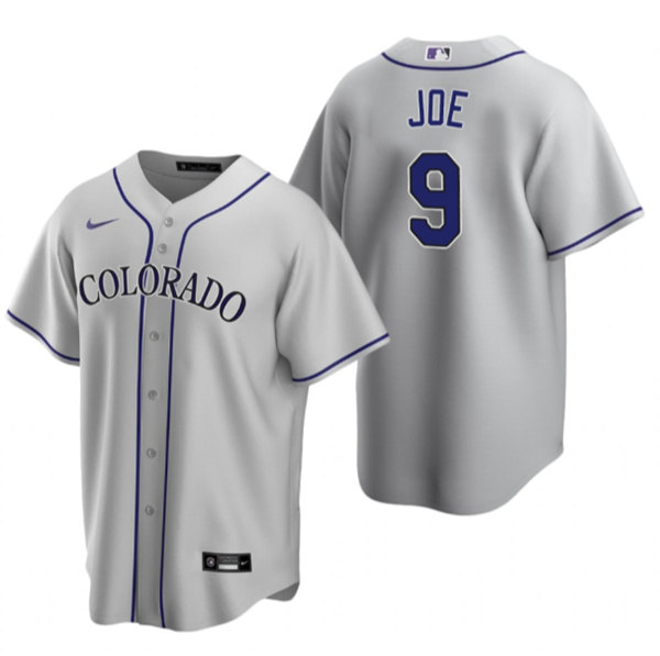 Men's Colorado Rockies #9 Connor Joe Gray Stitched Baseball Jersey