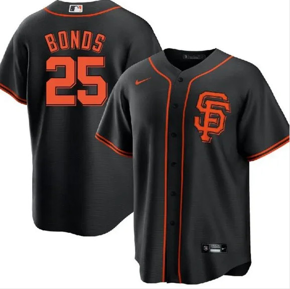 Men's San Francisco Giants #25 Barry Bonds Black Cool Base Stitched Jersey