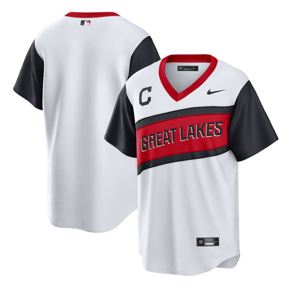 Men's Cleveland Indians Blank 2021 White Little League Classic Home Cool Base Stitched
