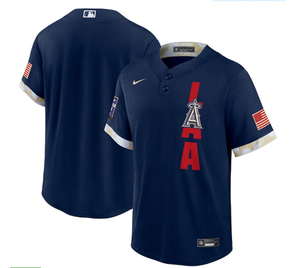 Men's Los Angeles Angels Blank 2021 Navy All-Star Cool Base Stitched MLB Jersey