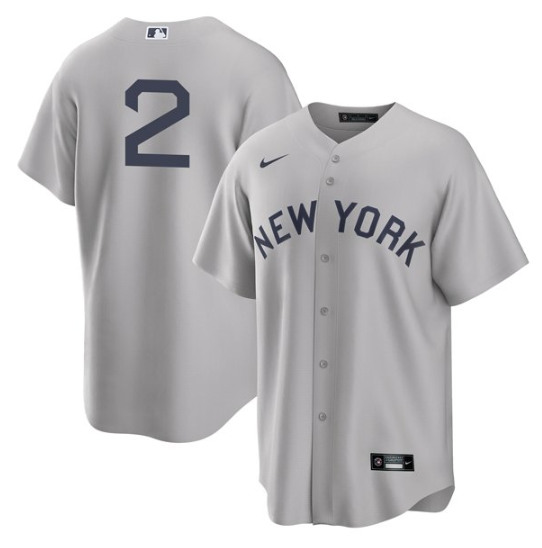 Men's New York Yankees #2 Derek Jeter 2021 Gray Field of Dreams Cool Base Stitched Baseball Jersey