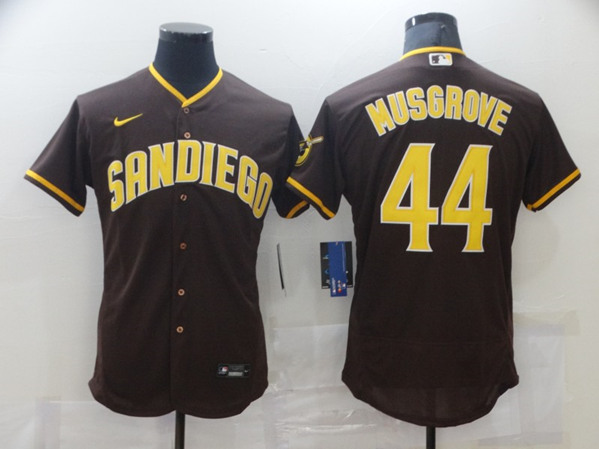 Men's San Diego Padres #44 Joe Musgrove 2020 Brown Flex Base Stitched MLB Jersey