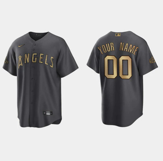 Men's Los Angeles Angels Active Player Custom 2022 All-star Charcoal Cool Base Stitched Jersey