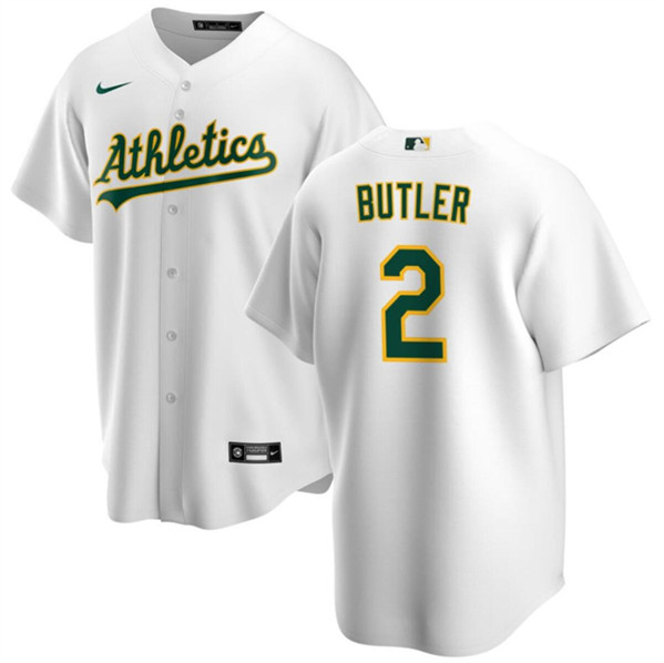 Men's Oakland Athletics #2 Lawrence Butler White Cool Base Stitched Jersey