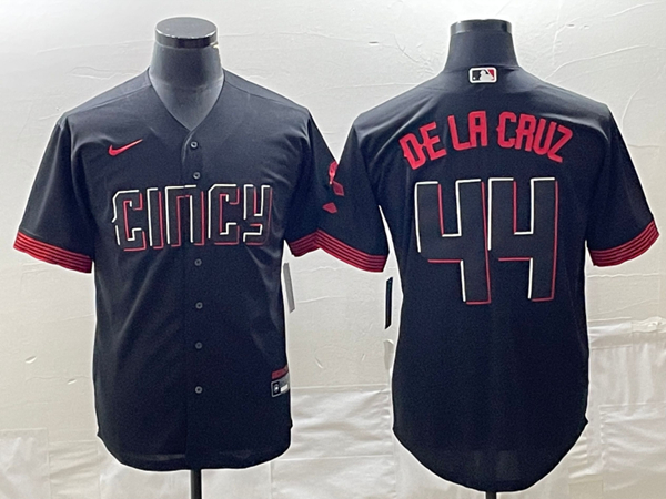 Men's Cincinnati Reds #44 Elly De La Cruz 2023 City Connect Cool Base Stitched Baseball Jersey