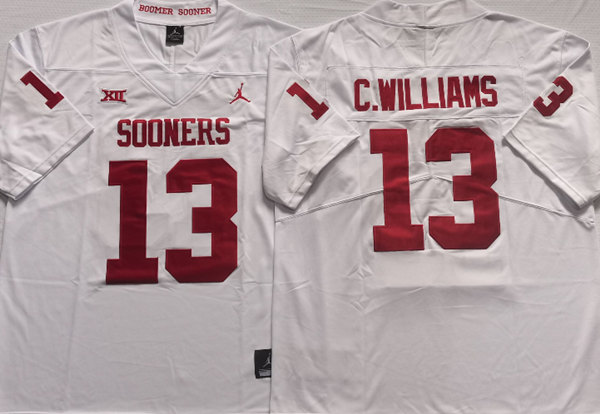 Men's Oklahoma Sooners #13 C.WILLIAMS White Stitched Jersey