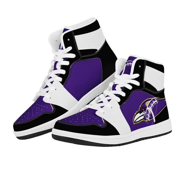 Women's Baltimore Ravens AJ High Top Leather Sneakers 003