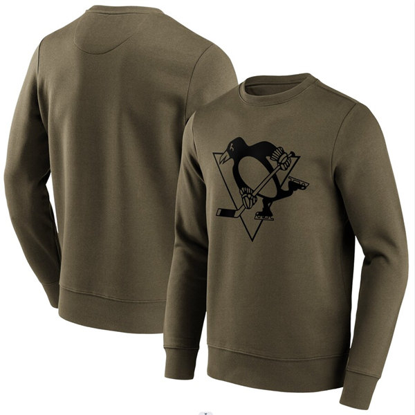 Men's Pittsburgh Penguins Khaki Iconic Preferred Logo Graphic Crew Sweatshirt