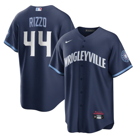 Men's Chicago Cubs #44 Anthony Rizzo 2021 Navy City Connect Stitched MLB Jersey