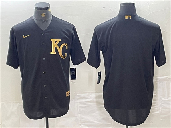 Men's Kansas City Royals Blank Black Cool Base Stitched Jersey