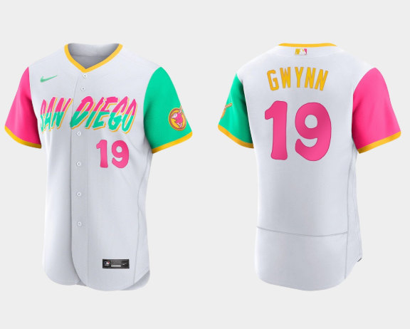 Men's San Diego Padres #19 Tony Gwynn 2022 White City Connect Flex Base Stitched Baseball Jersey