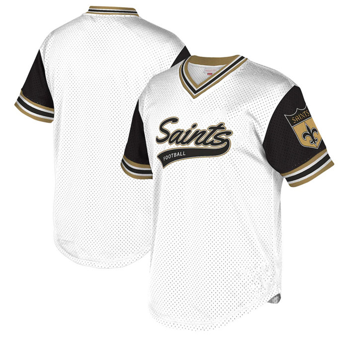 Men's New Orleans Saints White/Black Mitchell & Ness T-Shirt