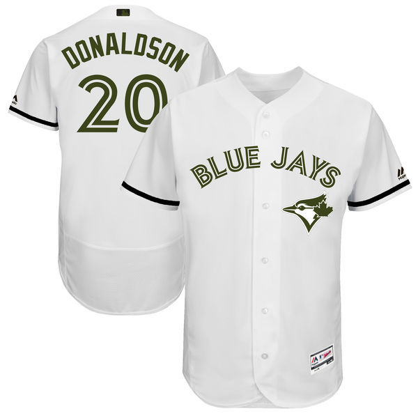 Men's Toronto Blue Jays #20 Josh Donaldson Majestic White 2017 Memorial Day Authentic Collection Flex Base Player Stitched MLB Jersey