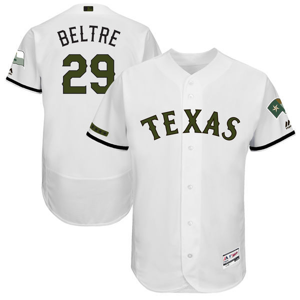 Men's Texas Rangers #29 Adrian Beltre Majestic White 2017 Memorial Day Authentic Collection Flex Base Player Stitched MLB Jersey