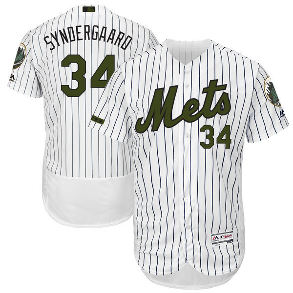 Men's New York Mets #34 Noah Syndergaard Majestic White 2017 Memorial Day Authentic Collection Flex Base Player Stitched MLB Jersey