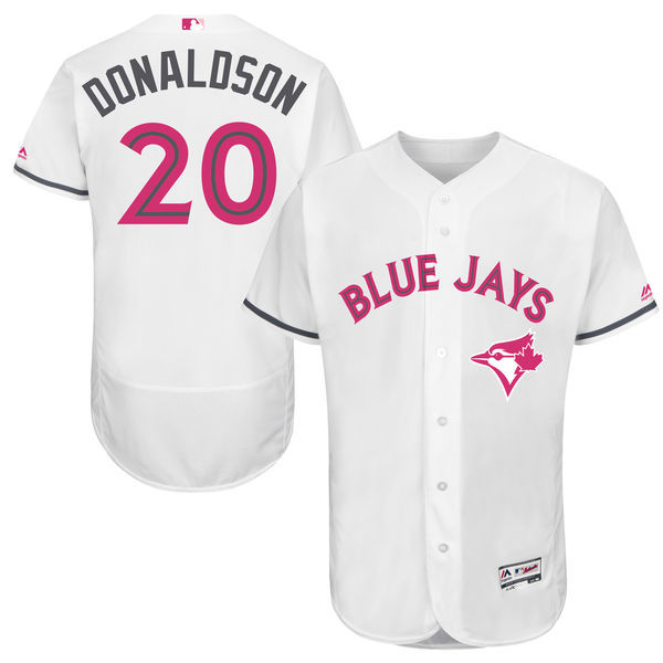 Men's Toronto Blue Jays #20 Josh Donaldson Majestic White Mother's Day Flex Base Stitched MLB Jersey